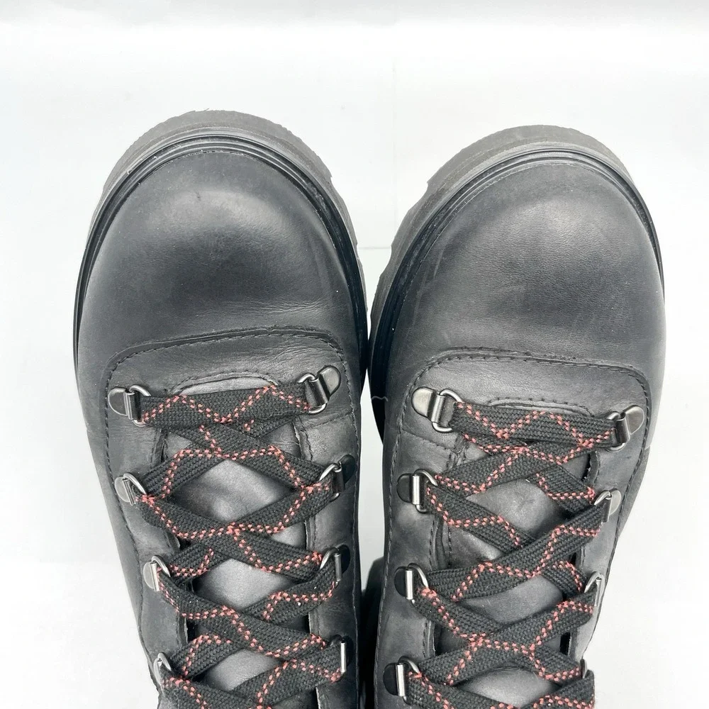 Sorel Womens 10.5 Lennox Hiker STKD Boots Shoes Black Leather Waterproof Booties